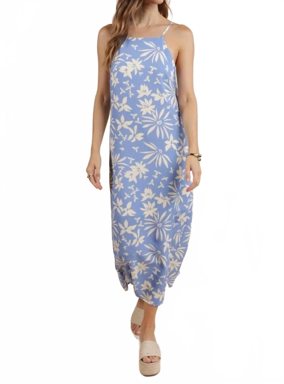 NEW SAGE THE LABEL flower column dress in sky cream